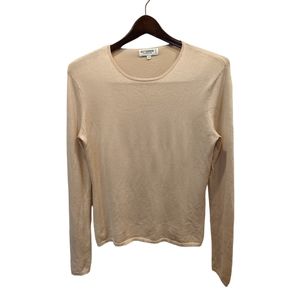Holt Renfrew Classics Golden Cream Silk Blend Crewneck Sweater Size S